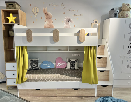 Двухъярусная кровать Фортуна (серебро + белый) 180х80 от Династия Kids