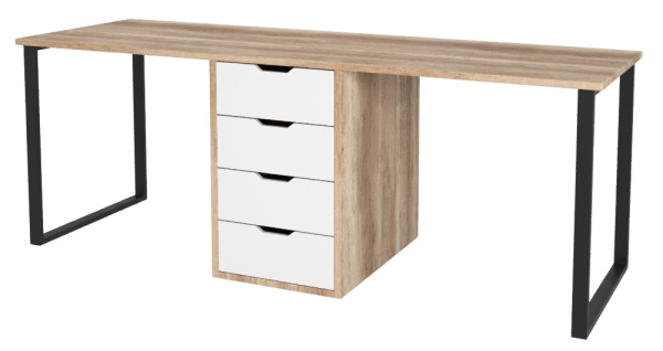 Стол Дуэт 2000 мм (дуб каньон + опоры черные)