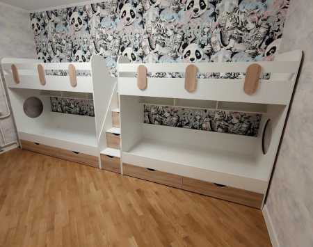 Двухъярусная кровать Фортуна (серебро + белый) 180х80 от Династия Kids