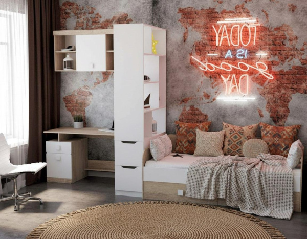 Стеллаж-перегодка + кровать + стол + полка коллекции Формат