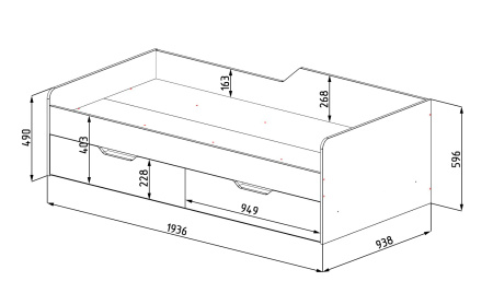 Кровать-чердак + кровать Лайт Лофт (левая) 190х90 от Династия Kids